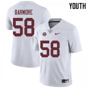 NCAA Youth Alabama Crimson Tide #58 Christian Barmore Stitched College 2018 Nike Authentic White Football Jersey DE17I48JO